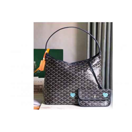 Goyard Boheme Hobo bag in Navy Blue Goyardine Canvas and Chevroches Calfskin