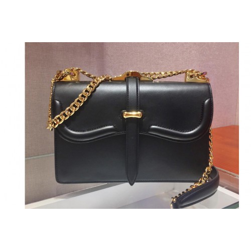 Prada 1BD188 Belle leather shoulder bags Black Calf Leather