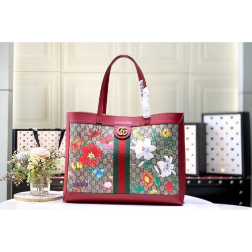 Gucci Ophidia Flora medium tote bag Beige ebony Supreme canvas with Flora print