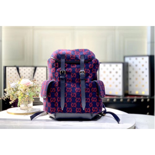 Gucci Small wool backpack in Blue and Red wool
