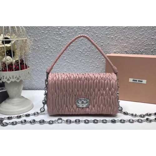 Miu Miu Matelasse Nappa Leather Tote Bag 5BH012 Pink