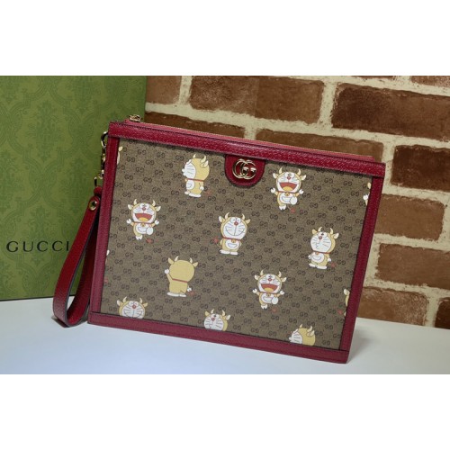 Gucci Doraemon x Gucci pouch in Beige ebony mini Supreme