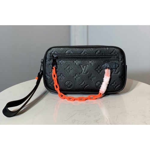 Louis Vuitton M55703 Pochette Volga Men Clutch in Black Taurillon Leather