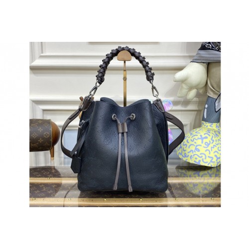Louis Vuitton M55801 Muria bucket bag in Black Mahina perforated calf leather