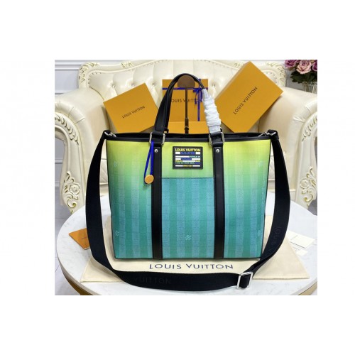 Louis Vuitton M59919 Wkd Tote pm bag in gradient green Damier Stripes canvas