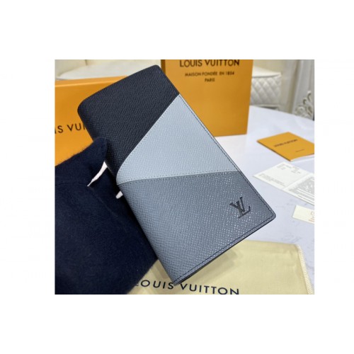 Louis Vuitton M30713 Brazza wallet in Gray monochrome Taiga leather